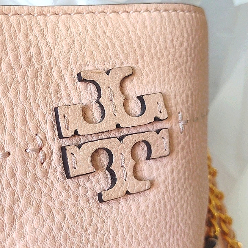 Tory Burch Vintage Salmon 🛍️ Gold 🪙 HW Braids Pebbled Leather Tote - Picture 6 of 16